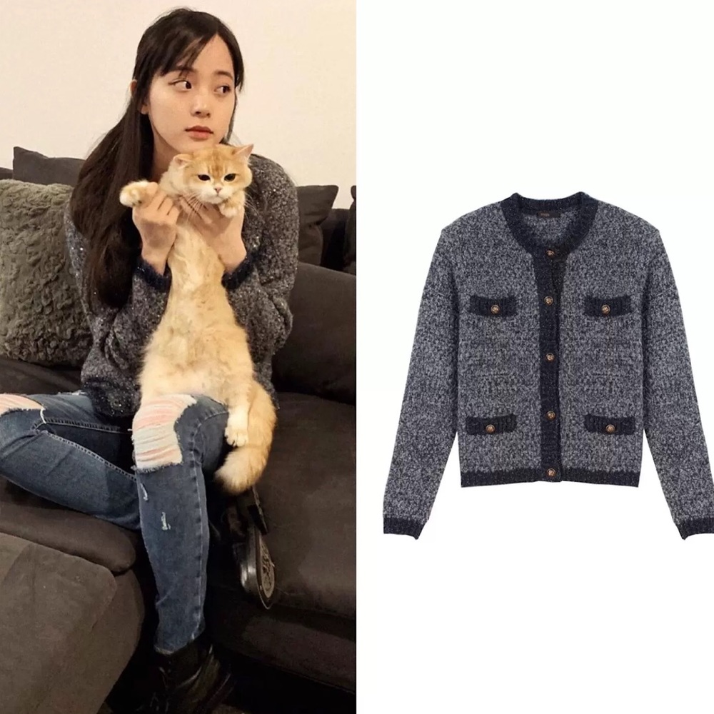 Maje Fancy Lurex Knot Cardigan